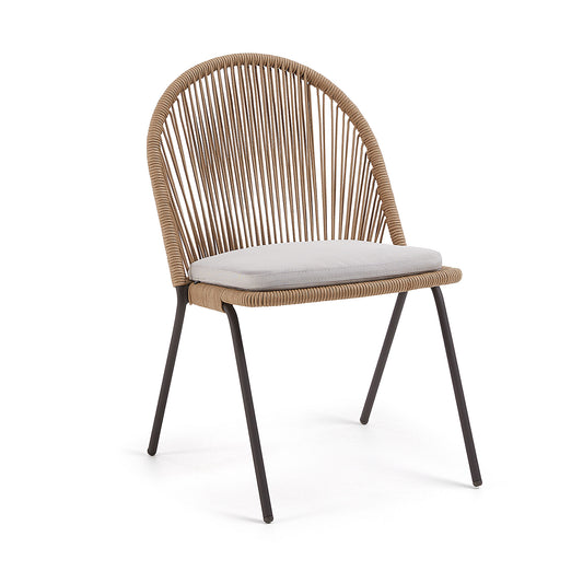 Shann stackable chair in beige cord and galvanised steel legs