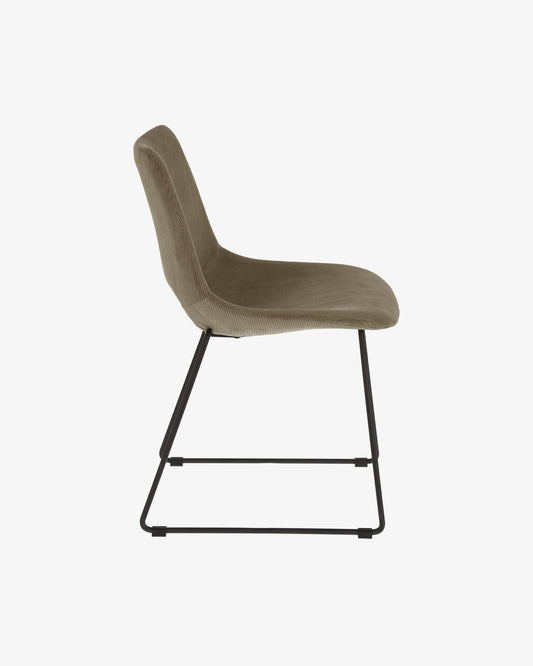 Zahara grey corduroy chair with steel legs with black finish