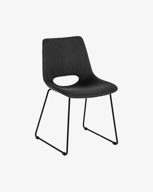 Zahara dark grey chair with steel legs with black finish