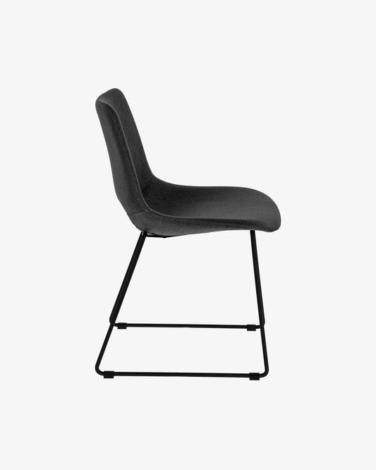 Zahara dark grey chair with steel legs with black finish