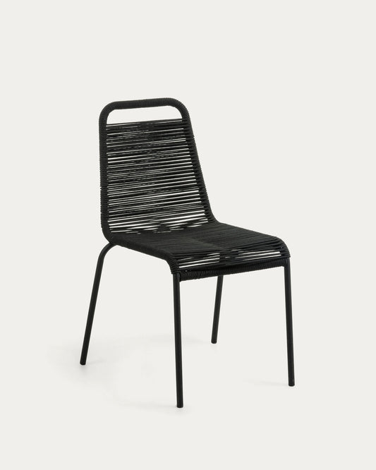 Lambton stackable chair in black rope steel with black finish