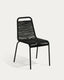 Lambton stackable chair in black rope and steel with black finish