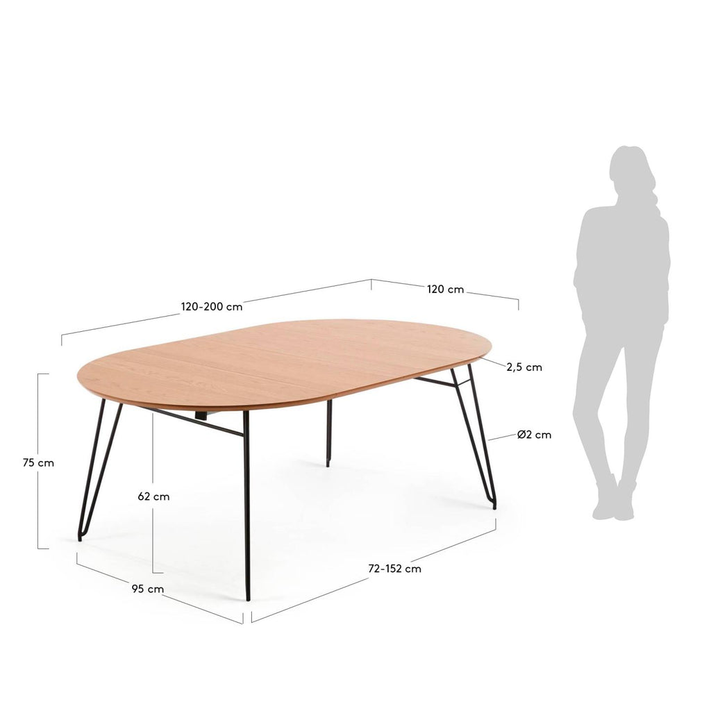 노바 오크 라운드 확장형 테이블 (정원형 120x120-200cm)