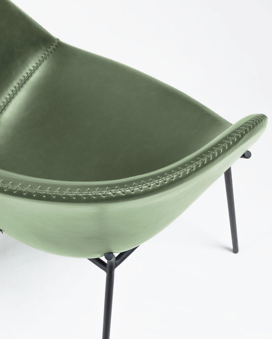 Yvette armchair green and black metal PU