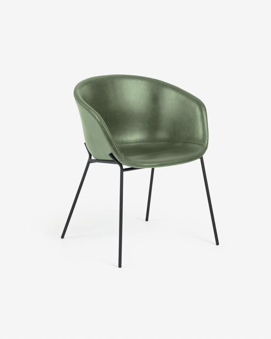 Yvette armchair green and black metal PU