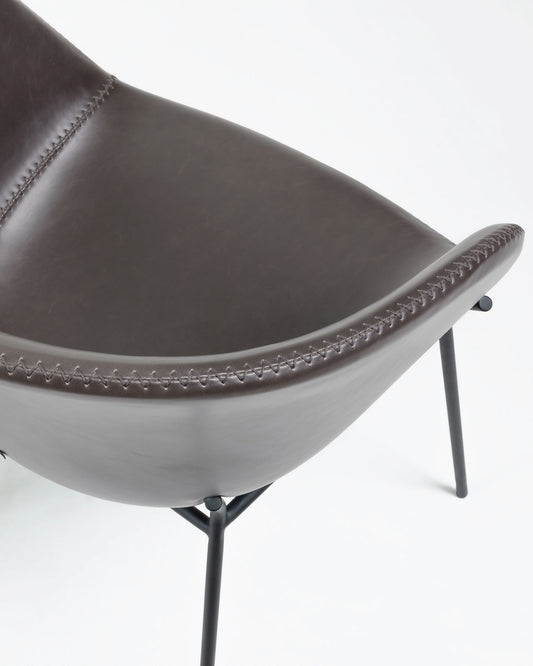 Yvette armchair dark brown and black metal PU