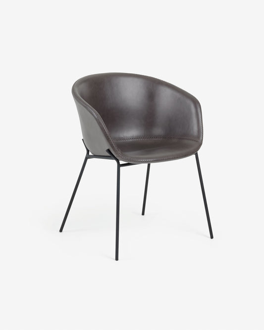 Yvette armchair dark brown and black metal PU