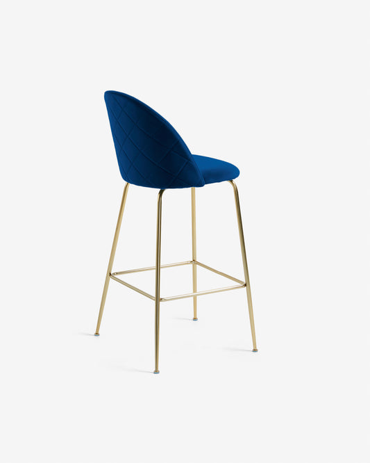 Blue velvet Ivonne stool height 76 cm