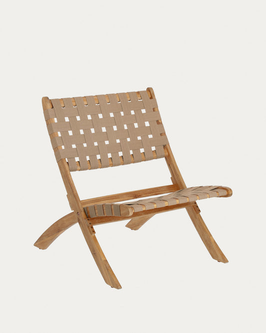 Chabeli acacia wood folding chair in acacia wood and beige cord FSC 100%