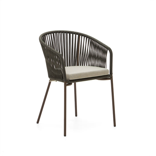 Yanet green rope chair with galvanised steel legs