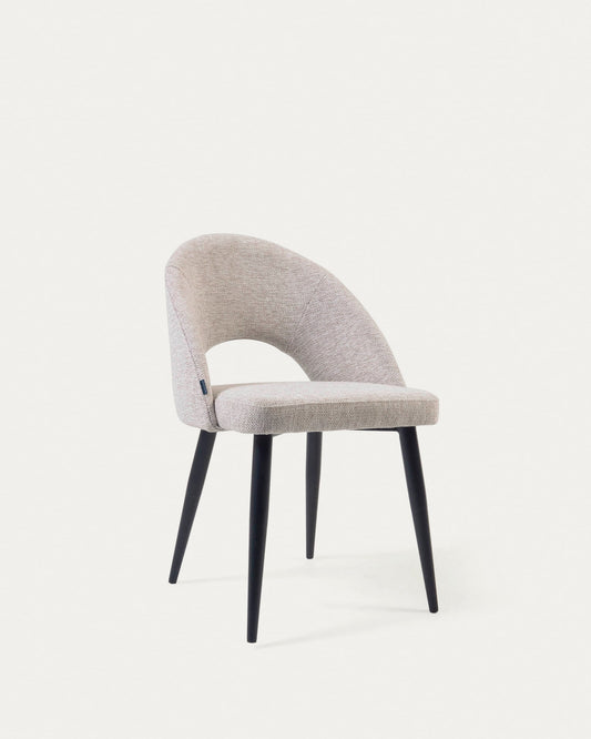 Beige Mael chair with steel legs with black finish