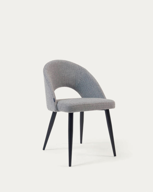 Grey Mael chair with steel legs with black finish