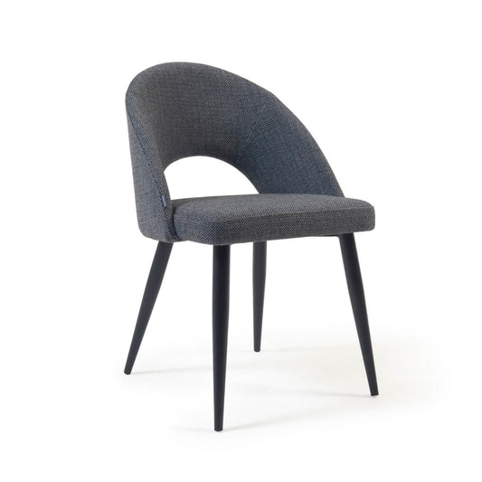 Dark grey Mael chair with steel legs with black finish