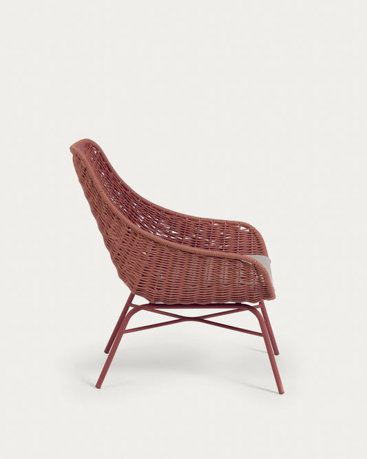 Abeli terracotta cord armchair with galvanised steel legs.