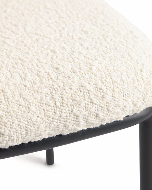 Ciselia chair with white bouclé and steel legs with black finish FSC Mix Credit