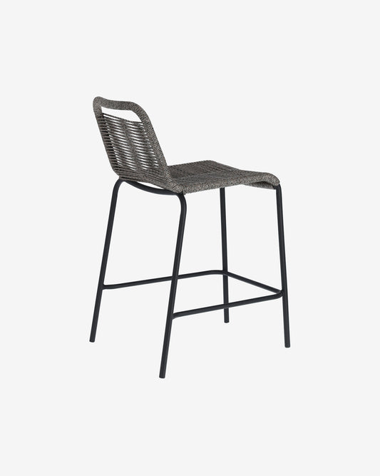 Lambton stool in grey rope and black finish steel 62 cm