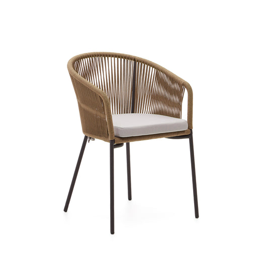 Yanet beige rope chair with galvanised steel legs