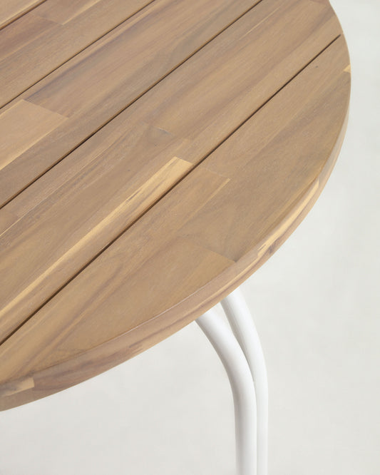 Cailin round table in solid acacia wood with steel legs in white Ø 90 cm FSC 100%