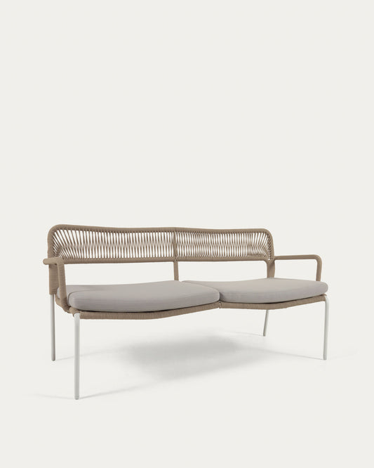 Cailin 2 seater sofa in beige cord with galvanised steel legs in white, 150 cm