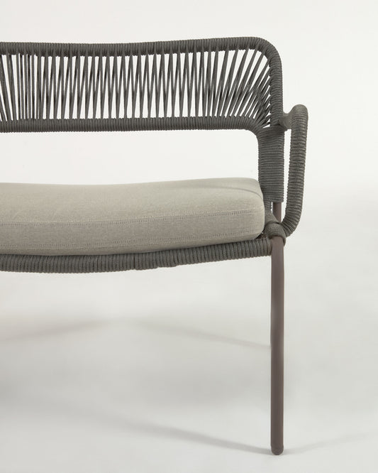 Cailin armchair in green cord with galvanised steel legs painted dark green