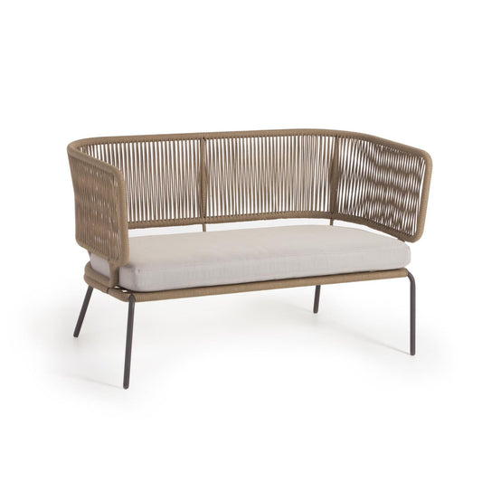 Nadin 2 seater sofa in beige cord with galvanised steel legs, 135 cm