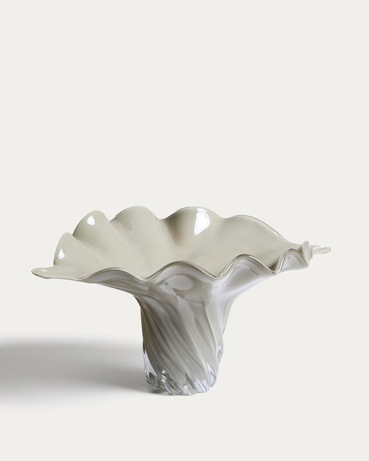 Lurea centrepiece in greyish green glass 56 x 36.5cm