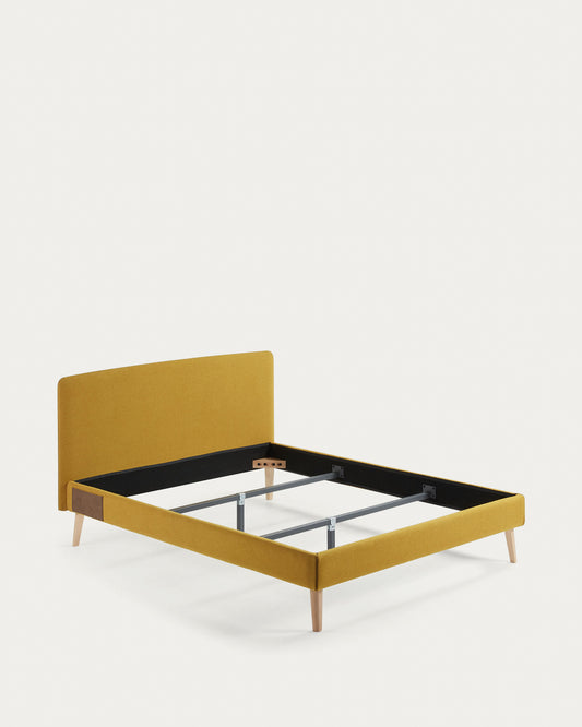 딜라 스페인 직수입 커버분리형 패브릭 침대프레임(머스타드) 킹사이즈 160x200cm