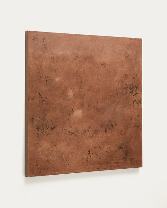 Sabira abstract canvas in worn copper 100 x 100 cm