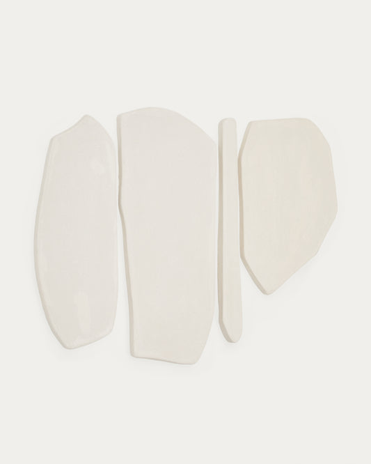 Siluna set of 4 wall panels in white papier-mâché