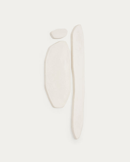 Siluna set of 3 elongated wall panels in white papier-mâché