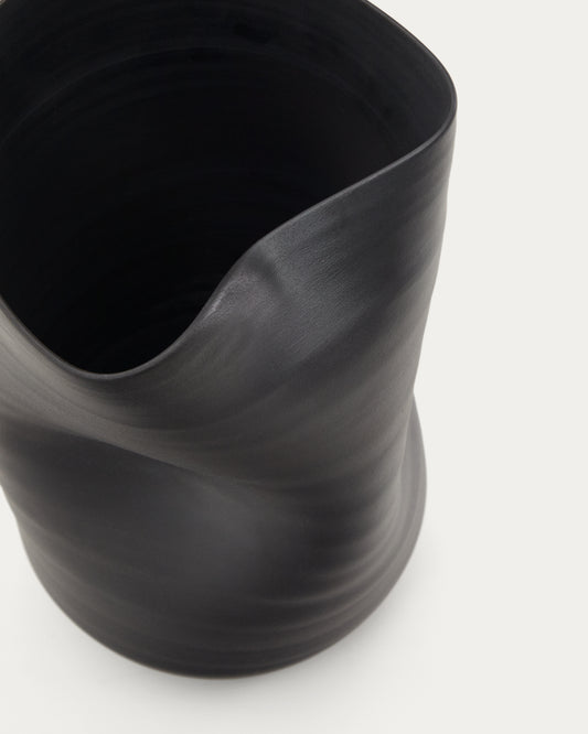 Sibel black ceramic vase, 18 cm