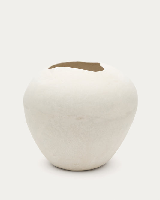 Mimum, white papier mâché vase, 49 cm