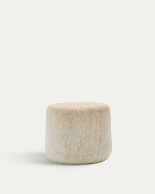 Drasi cement side table with travertine-effect finish Ø60cm