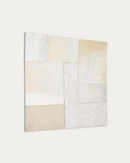 Pineda abstract canvas in white, 95 x 95 cm