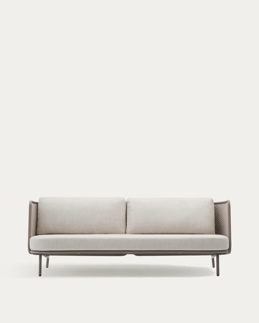 Sedalis outdoor 3-seater sofa in aluminium and taupe rope cord 210cm