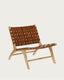 칼리스타 브라운 스트랩 티크나무 라운지 암체어