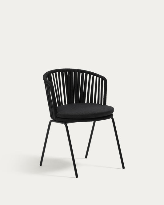 Saconca outdoor chair with cord and black galvanised steel