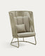 Saconca outdoor armchair with a high backrest made of cord and green galvanised steel