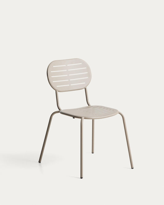 Brai outdoor stackable chair in taupe galvanised steel