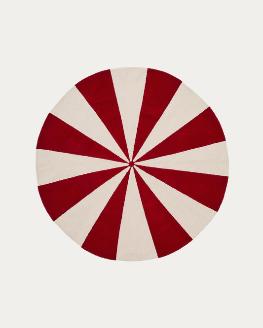 Wirla beige and red, 100% cotton rug, Ø 100 cm