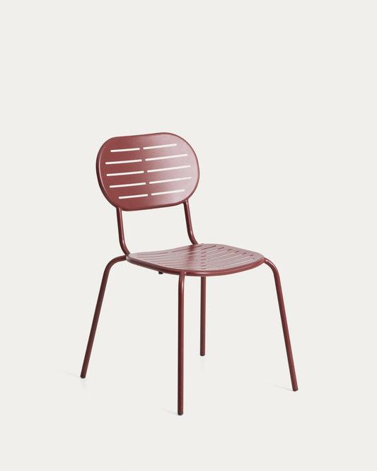 Brai outdoor stackable chair in burgundy galvanised steel