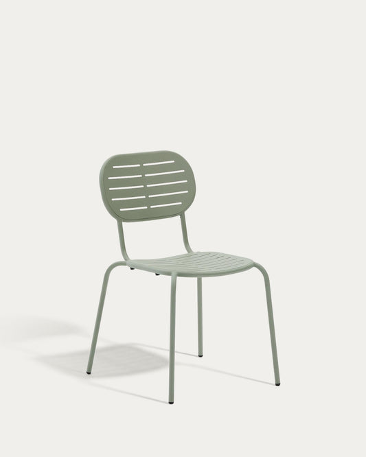 Brai stackable outdoor chair in turquoise galvanised steel