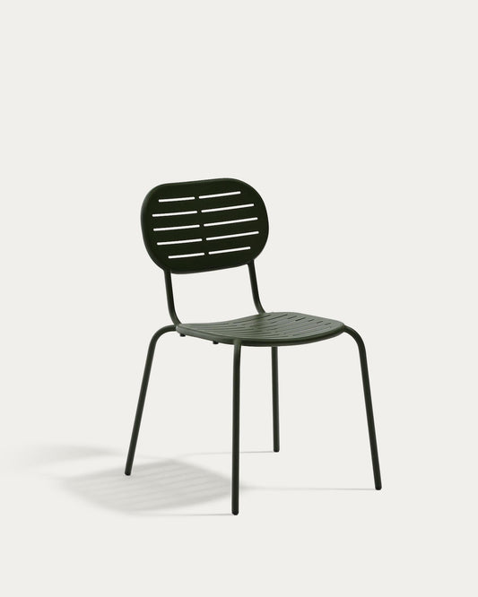 Brai stackable outdoor chair in green galvanised steel