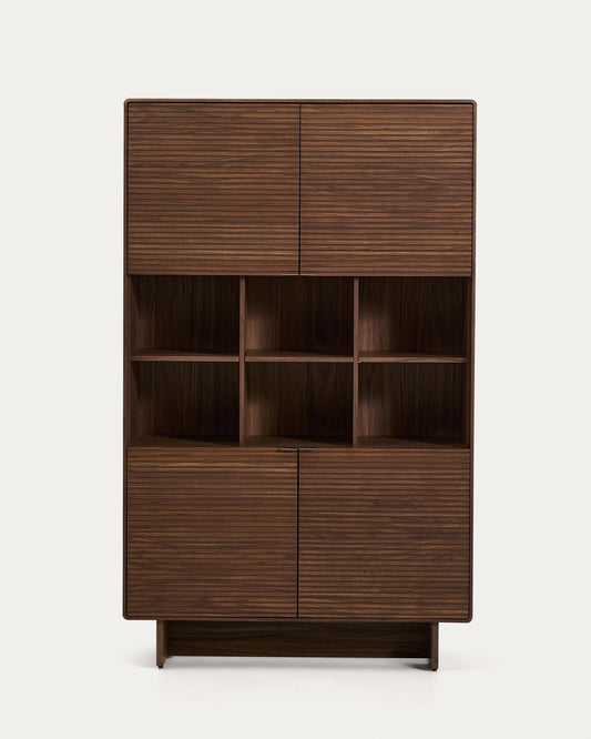 Norlen 4-door tall sideboard in walnut veneer FSC Mix Credit 100 x 163cm