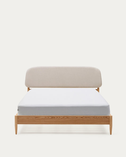 Octavia bed in ash plywood and white upholstered headboard FSC Mix Credit 180 x 200 cm