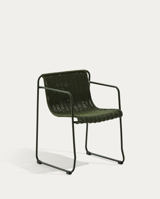 Maurina chair in green galvanised steel and green rope cord