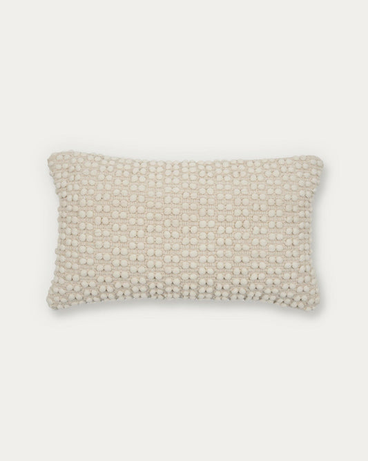 Mascarell cushion cover in white cotton and polyester, 30 x 50 cm