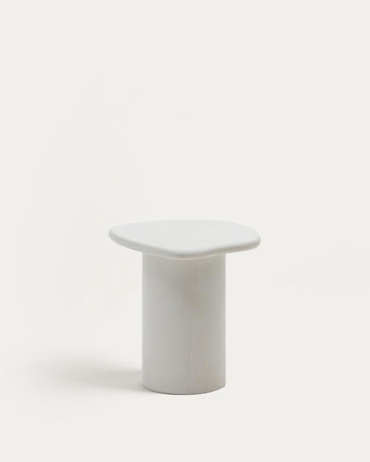 Macarella white cement side table, 48 x 47 cm