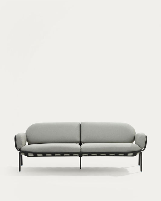 Joncols outdoor aluminium 3 seater sofa with powder coated grey finish, 224 cm