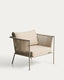 Zivia outdoor armchair in ecru rope cord and taupe galvanised steel